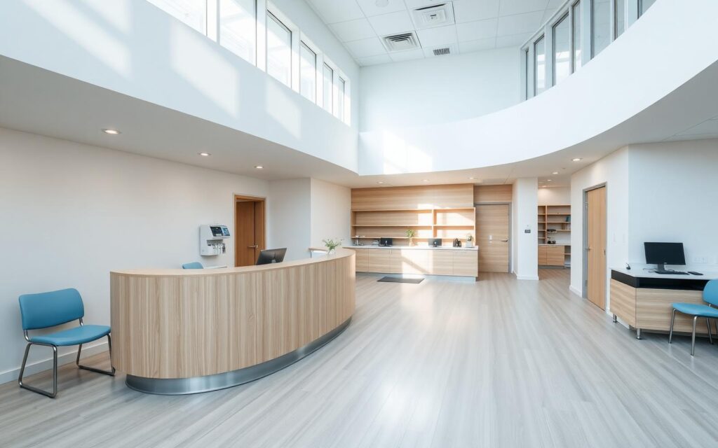 manicured veterinary clinic office setting
